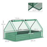 Outsunny Raised Garden Bed Planter with Mini Greenhouse Cover, Galvanised Steel Frame, Two Windows, 180 x 90cm