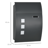 HOMCOM Lockable Wall-Mounted Letter Box with Viewing Windows – Weatherproof Galvanised Steel Post Box