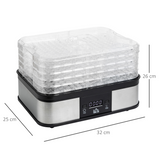 HOMCOM 5-Tier Stainless Steel Food Dehydrator with Timer & LCD – 245W for Fruit, Veg and Jerky