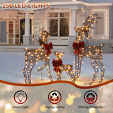 3-Piece Lighted Christmas Reindeer Family Set with 210 Warm White LEDs – Indoor and Outdoor Decoration