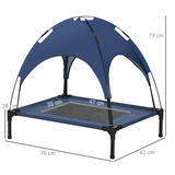 PawHut 76cm Elevated Dog Bed with UV Protection Canopy & Travel Bag – Raised Cooling Pet Cot, Blue
