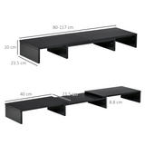 Vinsetto Monitor Stand Riser with Extendable Length 80-117cm and Three-Part Storage – Desk Shelf for Two Laptops