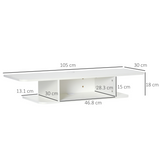 Floating Wall-Mounted TV Unit with Storage Shelves and Cable Management – Media Console, White