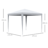 Outsunny 2.7 x 2.7m Garden Gazebo Marquee with Steel Frame, Guy Ropes & Ground Stakes – Party Tent, White