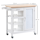HOMCOM Kitchen Island Cart with Drawer, Cabinet, 3-Tier Open Shelves & Towel Rack – White
