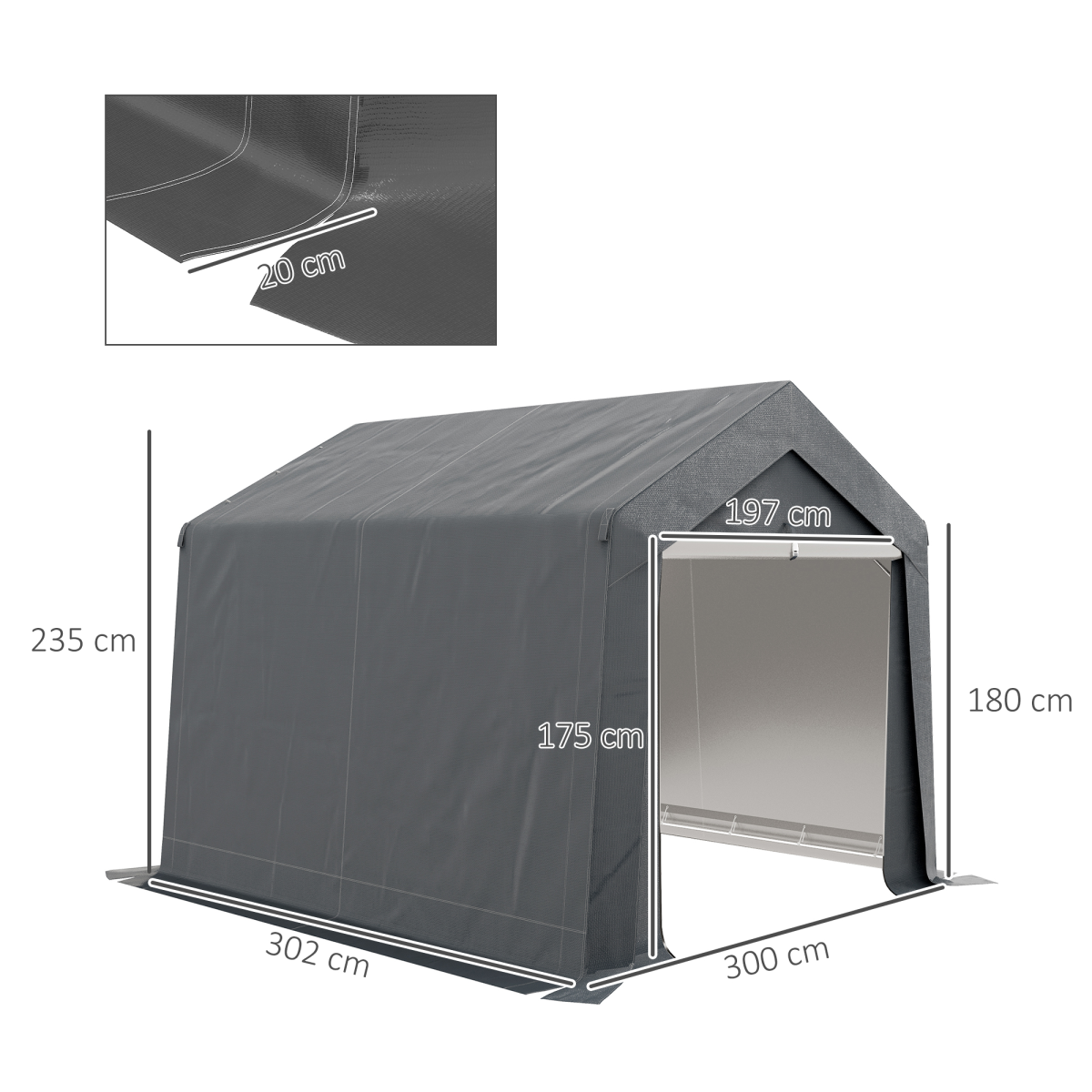 Outsunny 3x3m Heavy Duty Garden Storage Shed with PE Panels & Galvanised Steel Frame – Waterproof, Dark Grey