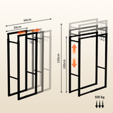 Outsunny Retractable Metal Firewood Log Holder Rack with Hooks, 100–150cm Adjustable – Black