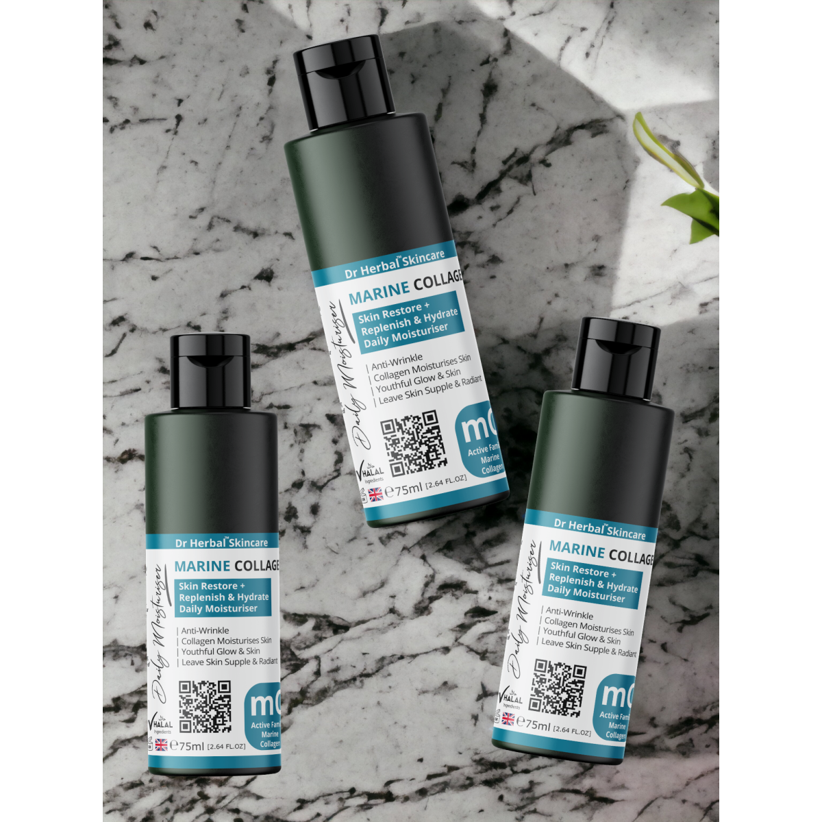 DR HERBAL Daily Moisturiser 75ml with Marine Collagen, Caviar Extract & Sea Kelp – Hydrating Skincare