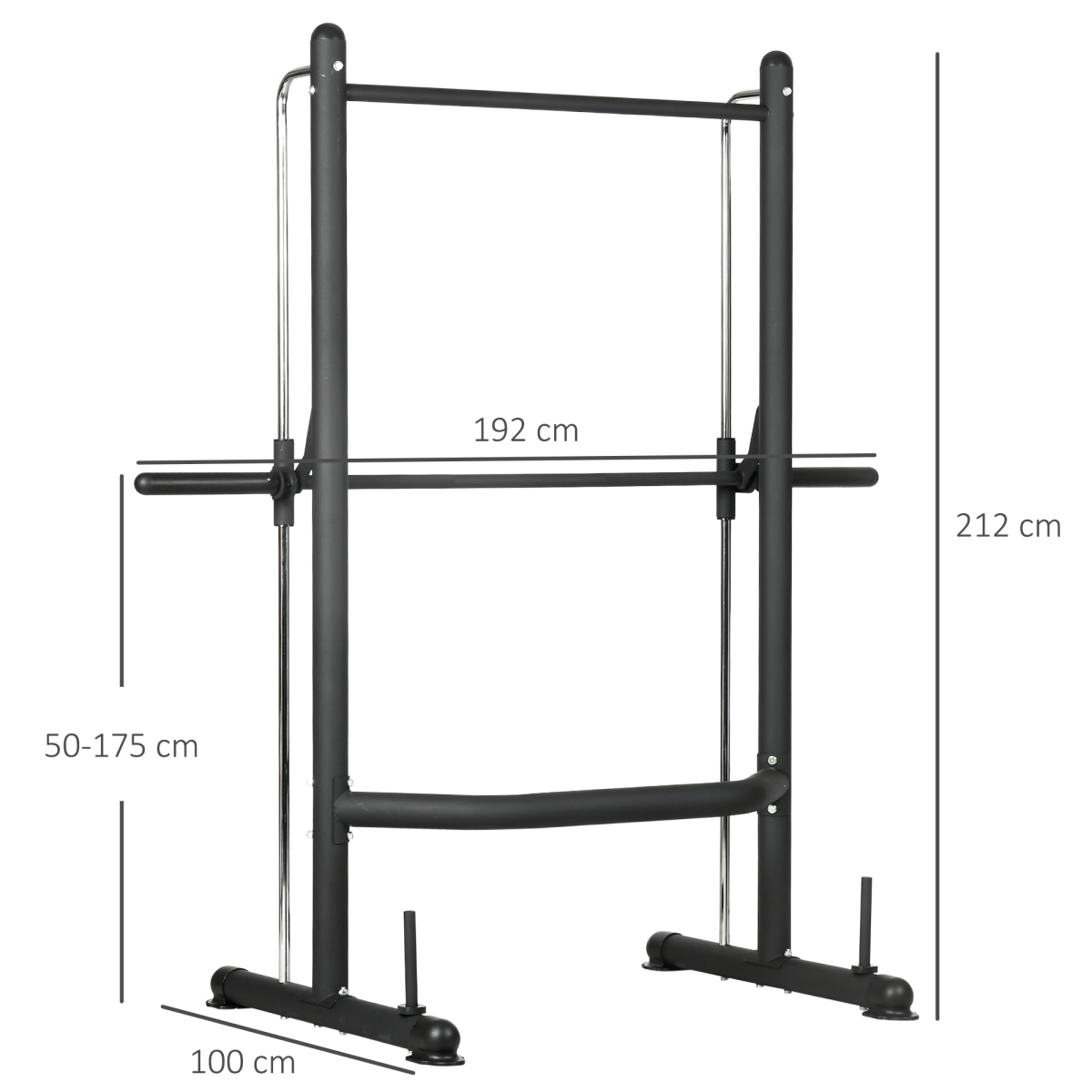 HOMCOM Adjustable Squat Rack with Pull-Up Bar & Barbell Bar – 10-Level Height, Home Gym Power Station