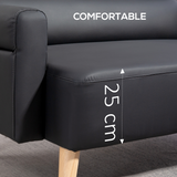 HOMCOM 2-Seater Faux Leather Sofa with Solid Wooden Legs – Compact Settee for Small Spaces and Offices