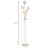 HOMCOM K9 Crystal 5-Light Upright Floor Lamp with Bead-Filled Shades – Glamorous Statement Lighting, Gold
