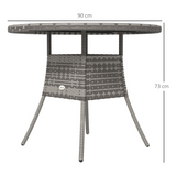 Outsunny Rattan Outdoor Dining Table for 4 with Wood-Plastic Composite Top – Patio Garden Furniture, Grey
