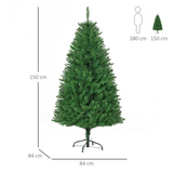 HOMCOM 5ft Pre-Lit Christmas Tree with Warm White LEDs, 8 Light Modes & Foldable Base – Green