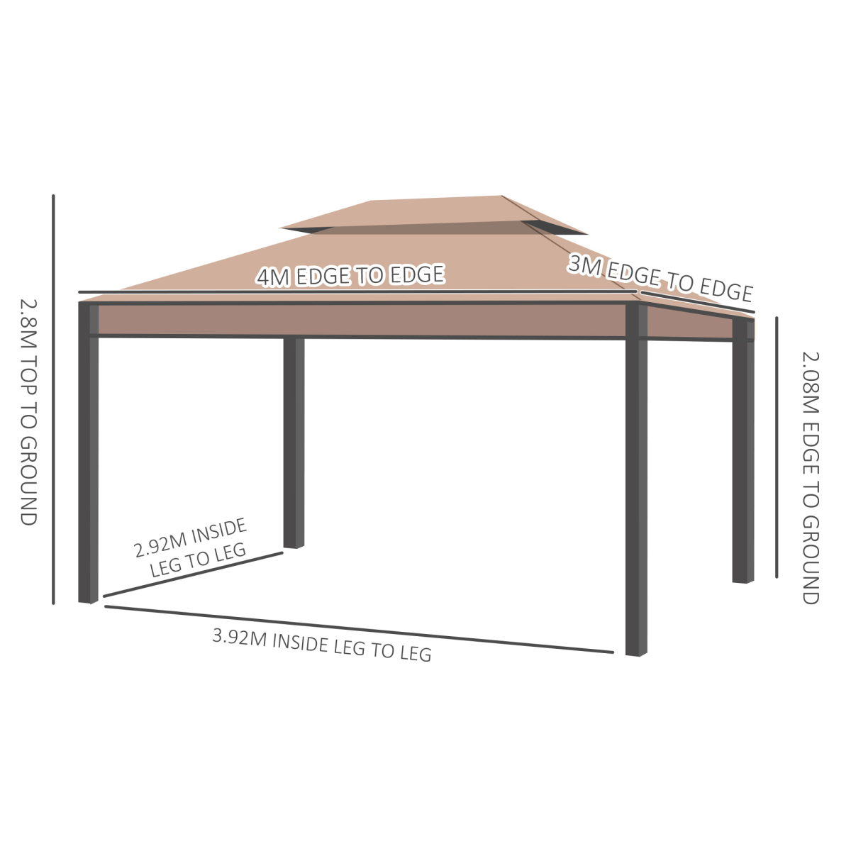 Outsunny 3x4m Metal Gazebo with Sidewalls – Garden Patio Canopy Shelter & Marquee Pavilion