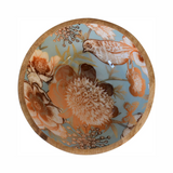 Artisan Furniture Solid Mango Wood Floral Bird Bowl Set of 2 – Handcrafted Decorative Bowls, Beige