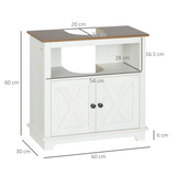 kleankin Freestanding Under Sink Bathroom Cabinet with Double Doors and Open Shelf – Farmhouse Style, White