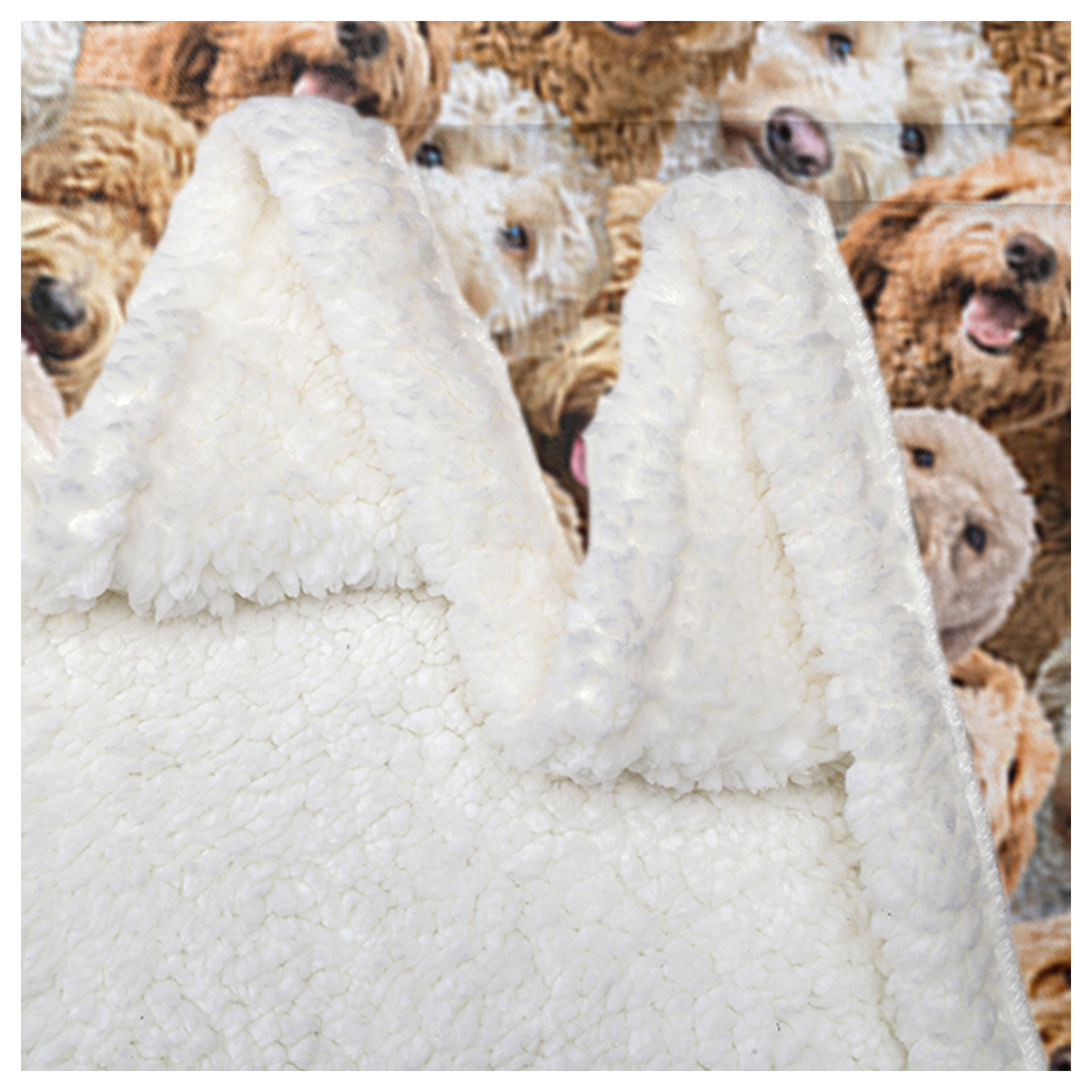 Cockapoo Puppy Print Sherpa Fleece Throw Blanket – Soft Reversible Dog Pattern Blanket for Kids & Adults, 150x200cm