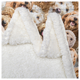 Cockapoo Puppy Print Sherpa Fleece Throw Blanket – Soft Reversible Dog Pattern Blanket for Kids & Adults, 150x200cm