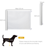 PawHut Retractable Pet Safety Gate, Folding Stair Barrier with Breathable Mesh, 115 cm – White