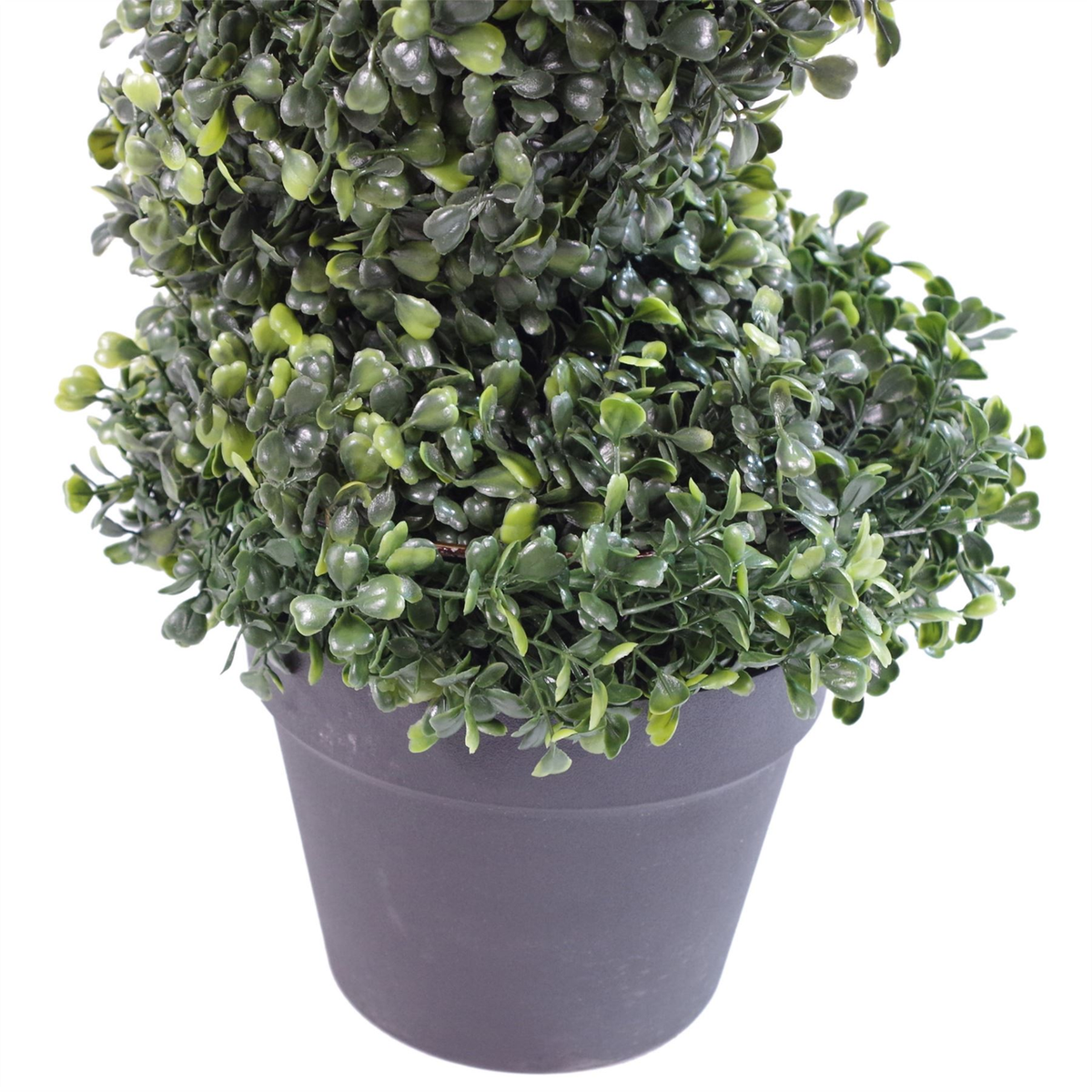 Leaf Design UK Artificial Boxwood Buxus Spiral Tower Topiary Tree, 120cm – Metal Top, Potted