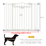 PawHut Adjustable Metal Pet Gate, 74–100cm Safety Barrier with Auto-Close Door – Dog Stair Gate, White