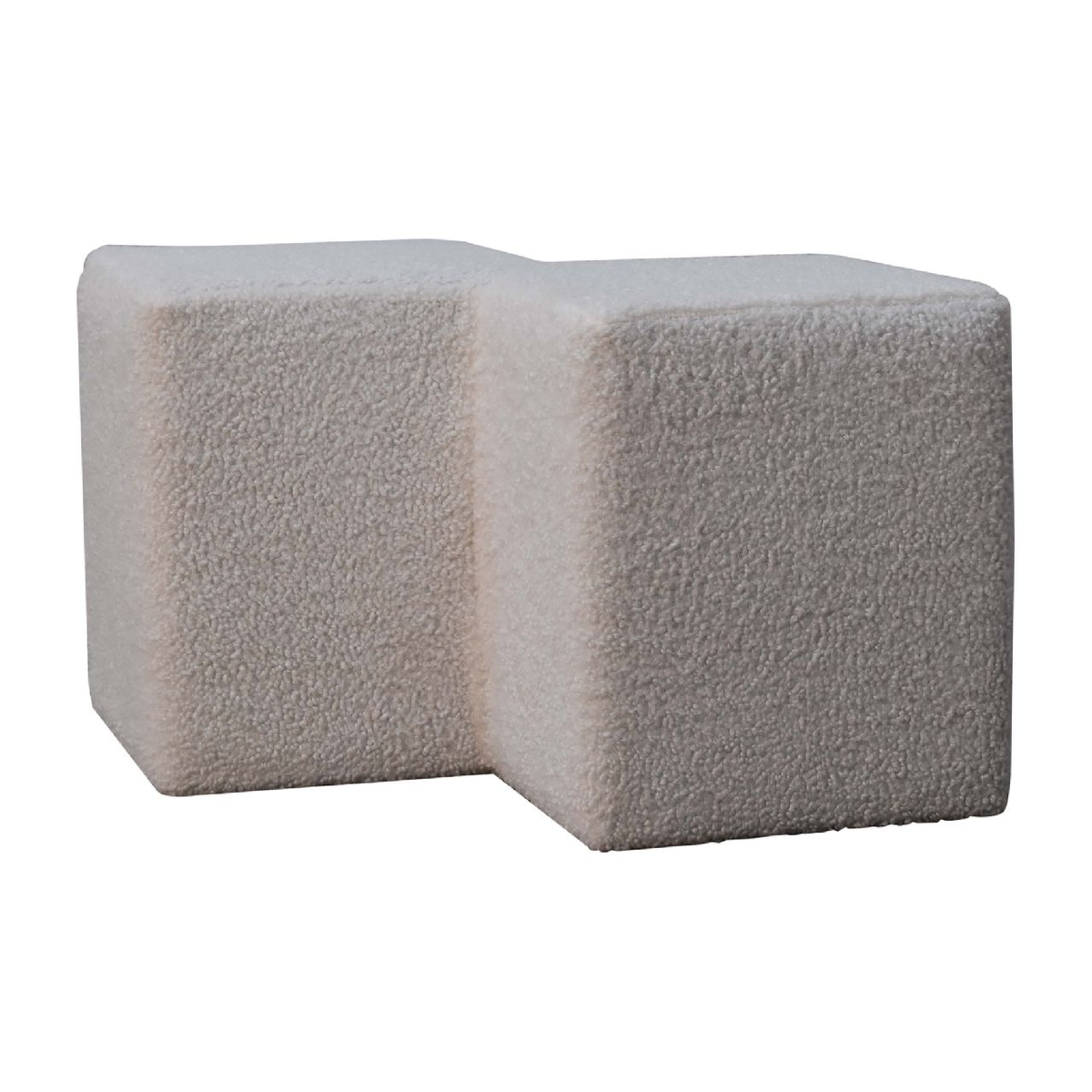 Artisan Furniture Twin Footstool in Solid Wood with White Boucle Upholstery – Seats Two, Contemporary, White