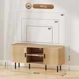 HOMCOM TV Unit with Two Open Shelves, Two Cupboards & Cable Management – Living Room Media Storage, Oak Tone