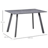 Modern Rectangular Dining Table with Powder-Coated Metal Legs & Adjustable Feet – Seats Four, Dark Grey