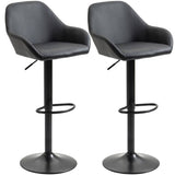 Set of 2 Adjustable Swivel Bar Stools with PU Leather Seat, Gas Lift & Footrest – Kitchen Bar Chairs, Black