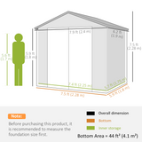 Outsunny 8x6ft Garden Shed with Galvanised Foundation Kit, Vents & Window – Lockable Aluminium Frame Storage, Light Grey