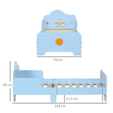 ZONEKIZ Toddler Bed with Space-Themed Rocket and Planet Patterns and Side Rails – Ages 3-6