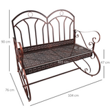 Outsunny Metal Rocking Bench for 2 – Garden Swing Loveseat with Hollow-Carved Seat, Bronze