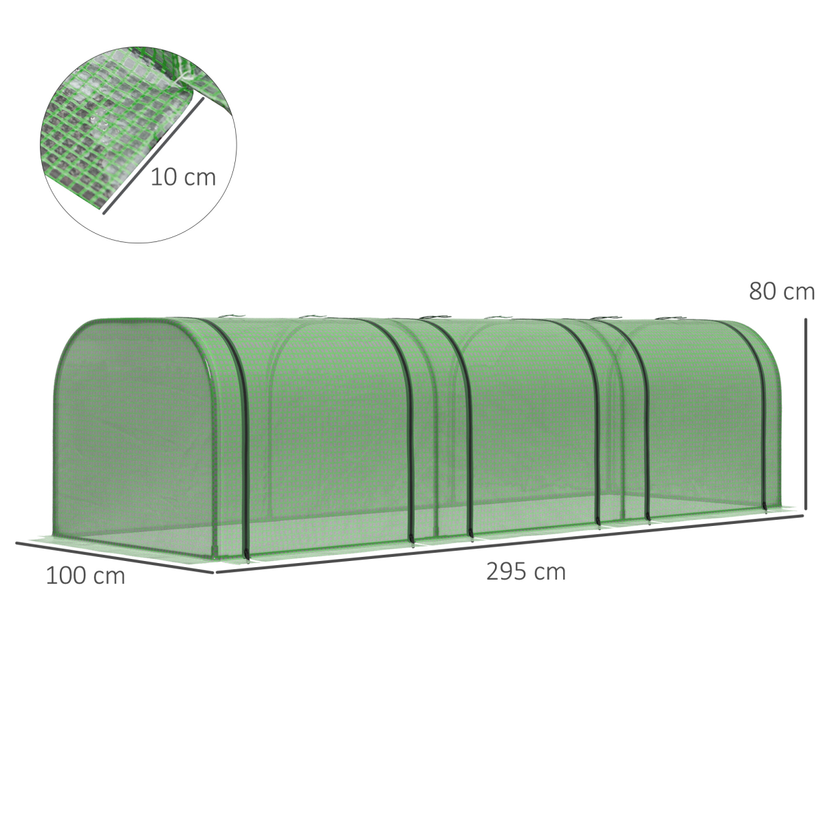 Outsunny Tunnel Greenhouse with Steel Frame, Plastic Cover & Zipped Roll-Up Doors – Garden Grow House