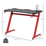 HOMCOM Gaming Desk with Cup Holder, Headphone Hook and Gamepad Holder – Large Tabletop Home Office Desk