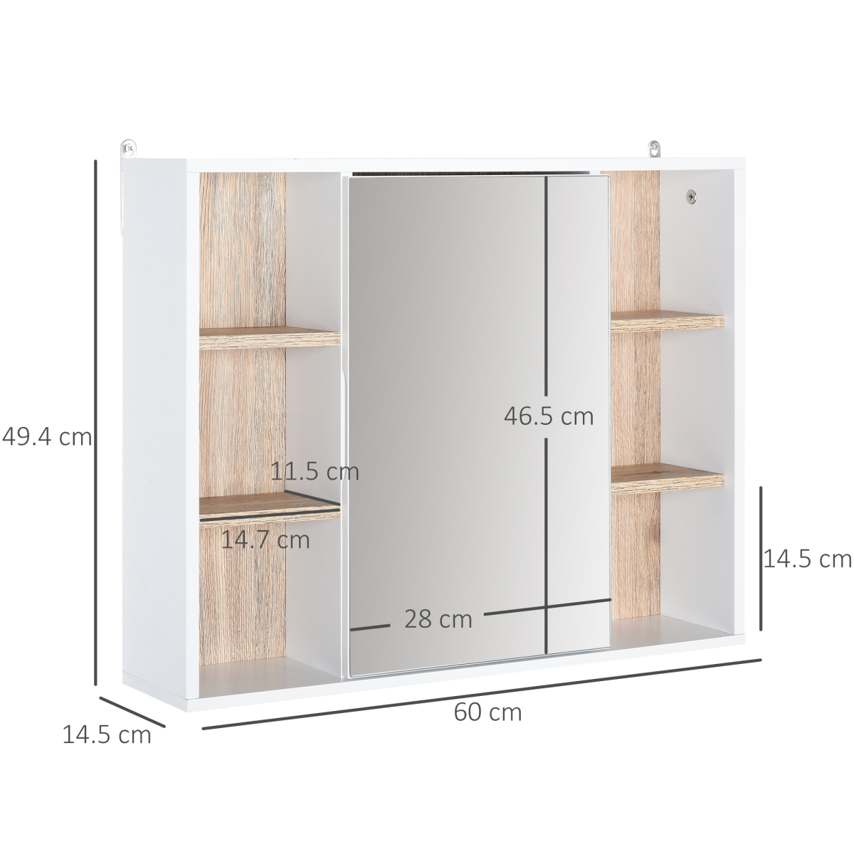 HOMCOM Wall Mounted Bathroom Cabinet with Mirrored Door and Adjustable Shelf – Space-Saving Storage