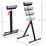 HOMCOM Adjustable Woodworking Roller Stand 68–110cm – Foldable Metal Work Support with Ball Bearing Roller