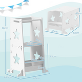AIYAPLAY 2 in 1 Toddler Step Stool with Safety Rail – Converts to Table and Chair Set, White