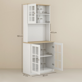 HOMCOM 183cm Sideboard with Grid Glass Doors & Internal Shelves – Kitchen & Dining Room Storage