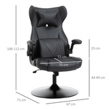 Vinsetto Faux Leather Gaming Chair with Pedestal Base, Adjustable Headrest & Lumbar Support – Black