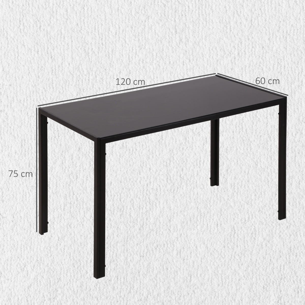 HOMCOM Modern 4-Seater Rectangular Dining Table with Tempered Glass Top – Contemporary Kitchen Table