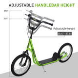 Kids Balance Scooter with Adjustable Handlebar, Anti-Slip Deck and Inflatable Wheels, Light Green