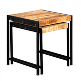 Cosmo Industrial Nest of 2 Tables in Mango Wood & Reclaimed Metal – Hand-Crafted Side Tables