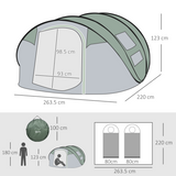 Outsunny 4-5 Person Pop-Up Dome Camping Tent with 4 Windows, 2000mm Waterproof – Instant Family Tent