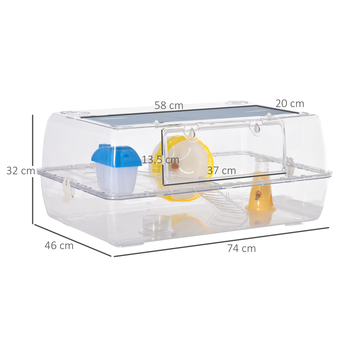 PawHut Portable 2-Storey Hamster Cage with Running Wheel, Drinker & Feeding Bowl – Small Animal Habitat