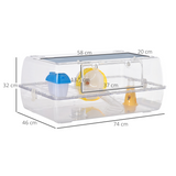 PawHut Portable 2-Storey Hamster Cage with Running Wheel, Drinker & Feeding Bowl – Small Animal Habitat