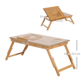 HOMCOM Portable Bamboo Laptop Desk with Adjustable Height, Tablet Holder, Drawer & Cup Slot – Bed Tray