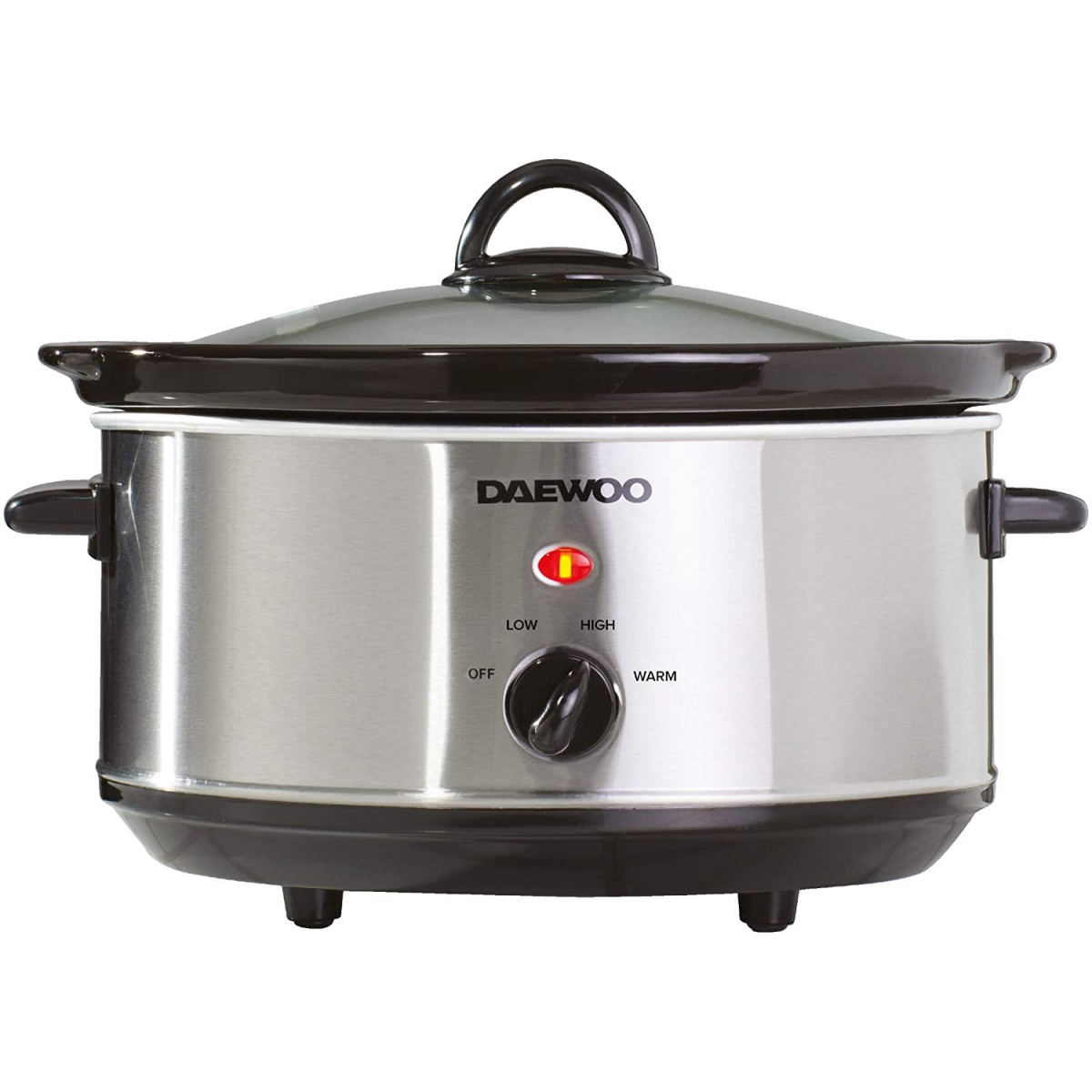 Daewoo 3.5L Slow Cooker with 3 Heat Settings, See-Through Lid & Indicator Light – Stainless Steel, SDA1364