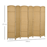 HOMCOM 6 Panel Woven Folding Room Divider with Arched Top – Privacy Screen, 240 x 170cm