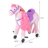 HOMCOM Mechanical Walking Horse Ride-On Toy with Plush Body & Horse Sounds – Kids Pony for Ages 3+