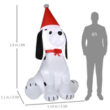 HOMCOM 6ft Inflatable Christmas Puppy Dog in Santa Hat with LED Lights – Indoor & Outdoor Decor
